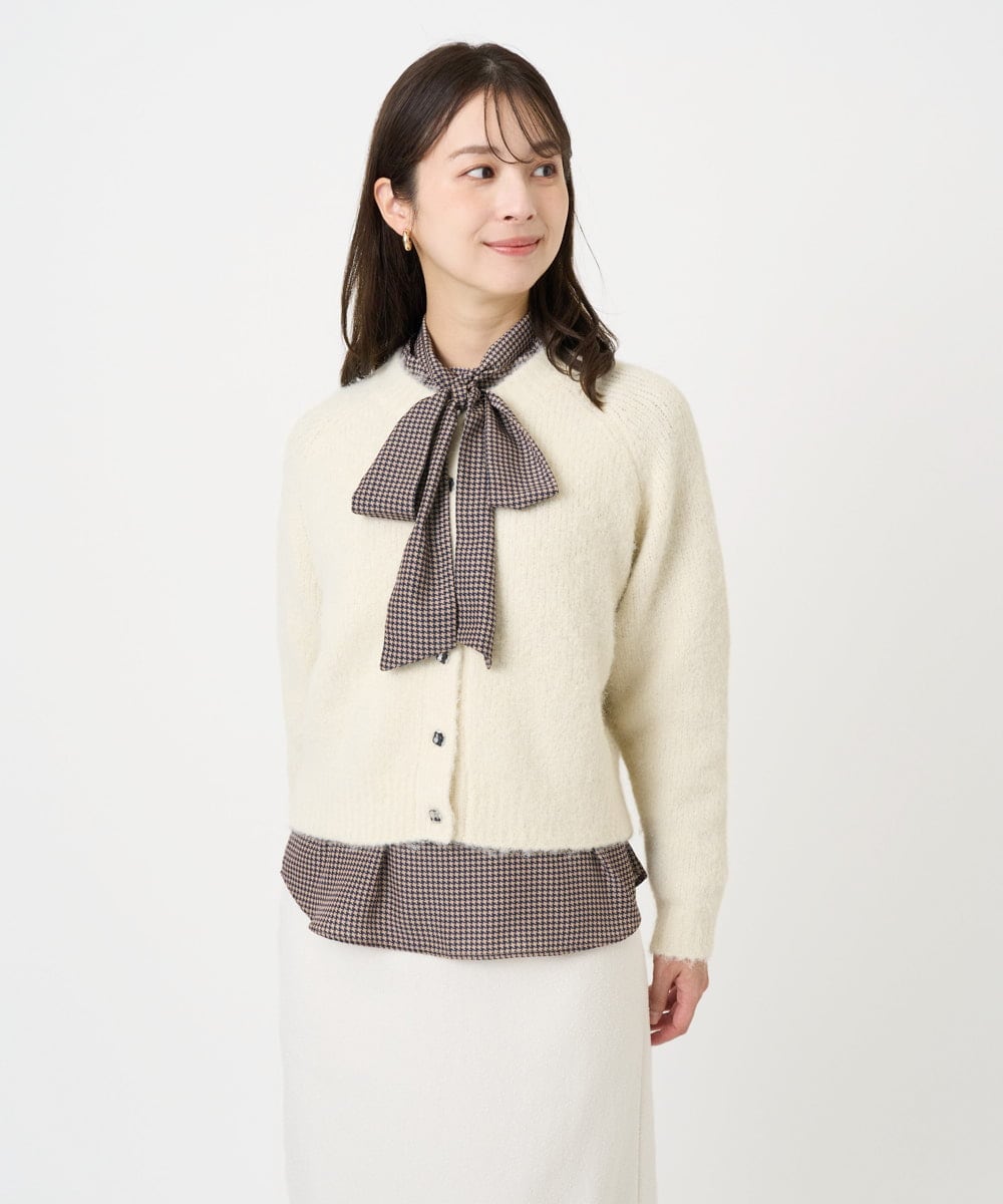 F1SBD50160 MK MICHEL KLEIN(小さいサイズ)(メゾン ドゥ サンク) 【小さいサイズ】ヘアリーニットカーディガン/洗える ピンク