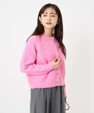 F1SBD50160 MK MICHEL KLEIN(小さいサイズ)(メゾン ドゥ サンク) 【小さいサイズ】ヘアリーニットカーディガン/洗える ピンク