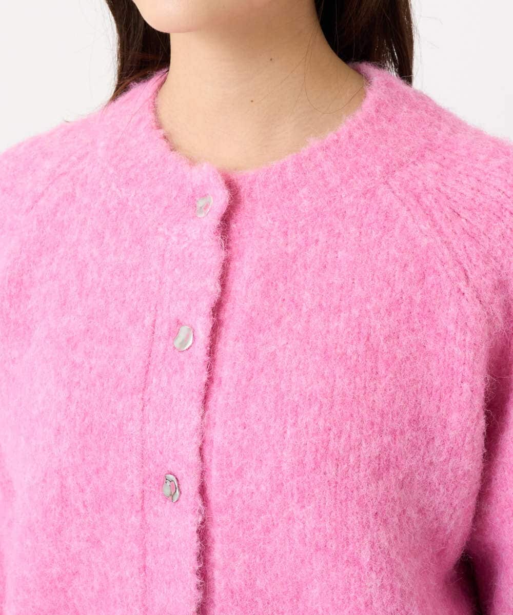 F1SBD50160 MK MICHEL KLEIN(小さいサイズ)(メゾン ドゥ サンク) 【小さいサイズ】ヘアリーニットカーディガン/洗える ピンク