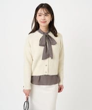 F1SBD50160 MK MICHEL KLEIN(小さいサイズ)(メゾン ドゥ サンク) 【小さいサイズ】ヘアリーニットカーディガン/洗える アイボリー