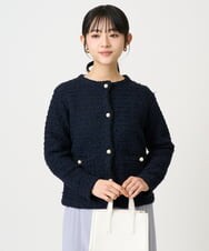 F1SDD10190 MK MICHEL KLEIN(小さいサイズ)(メゾン ドゥ サンク) 【小さいサイズ】ニットツィードジャケット/洗える ネイビー