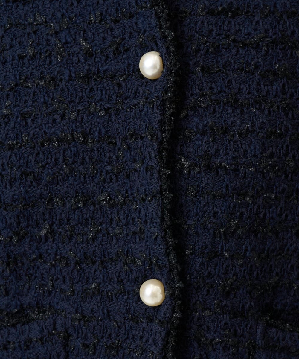 F1SDD10190 MK MICHEL KLEIN(小さいサイズ)(メゾン ドゥ サンク) 【小さいサイズ】ニットツィードジャケット/洗える ネイビー