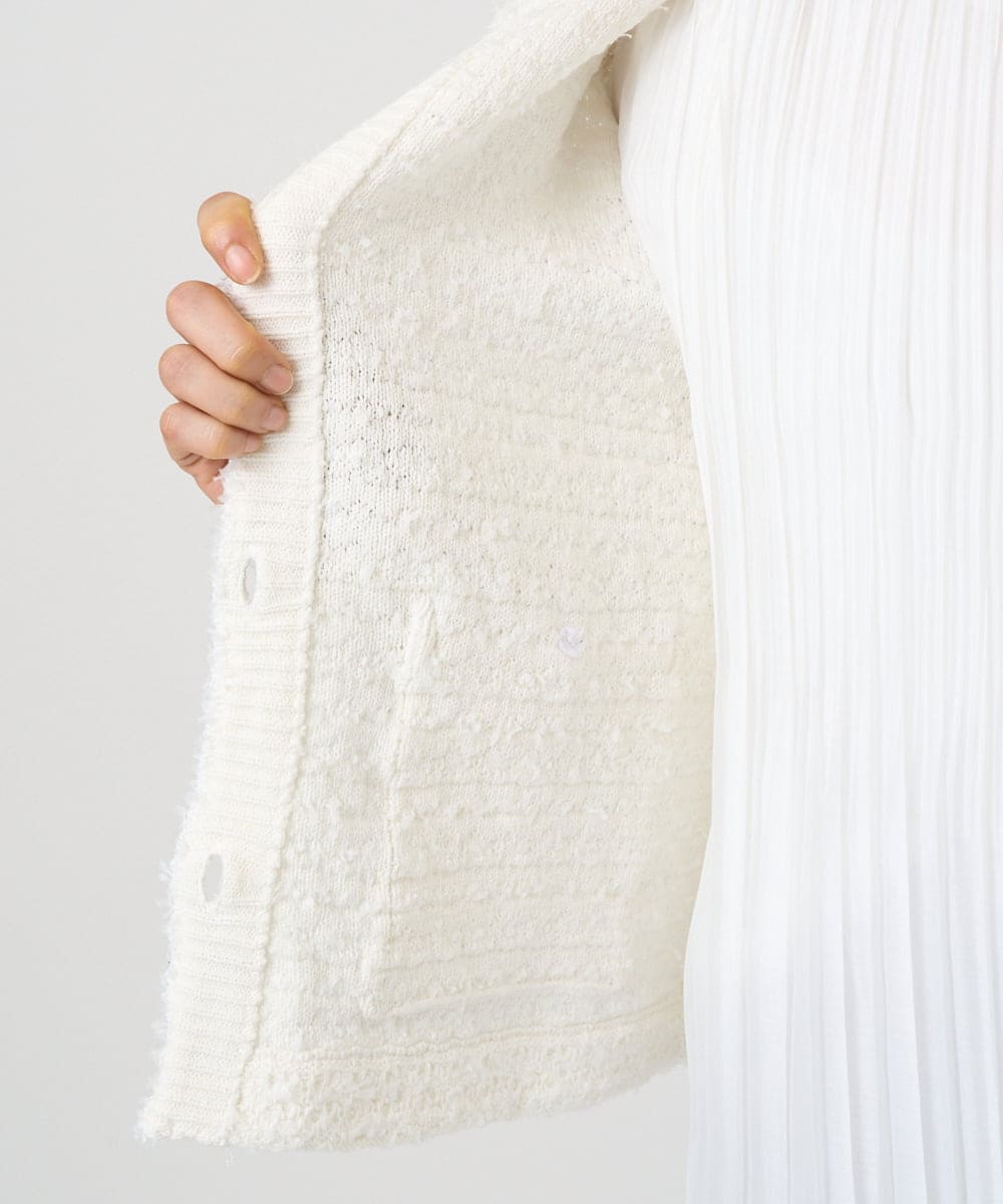 F1SDD10190 MK MICHEL KLEIN(小さいサイズ)(メゾン ドゥ サンク) 【小さいサイズ】ニットツィードジャケット/洗える ネイビー