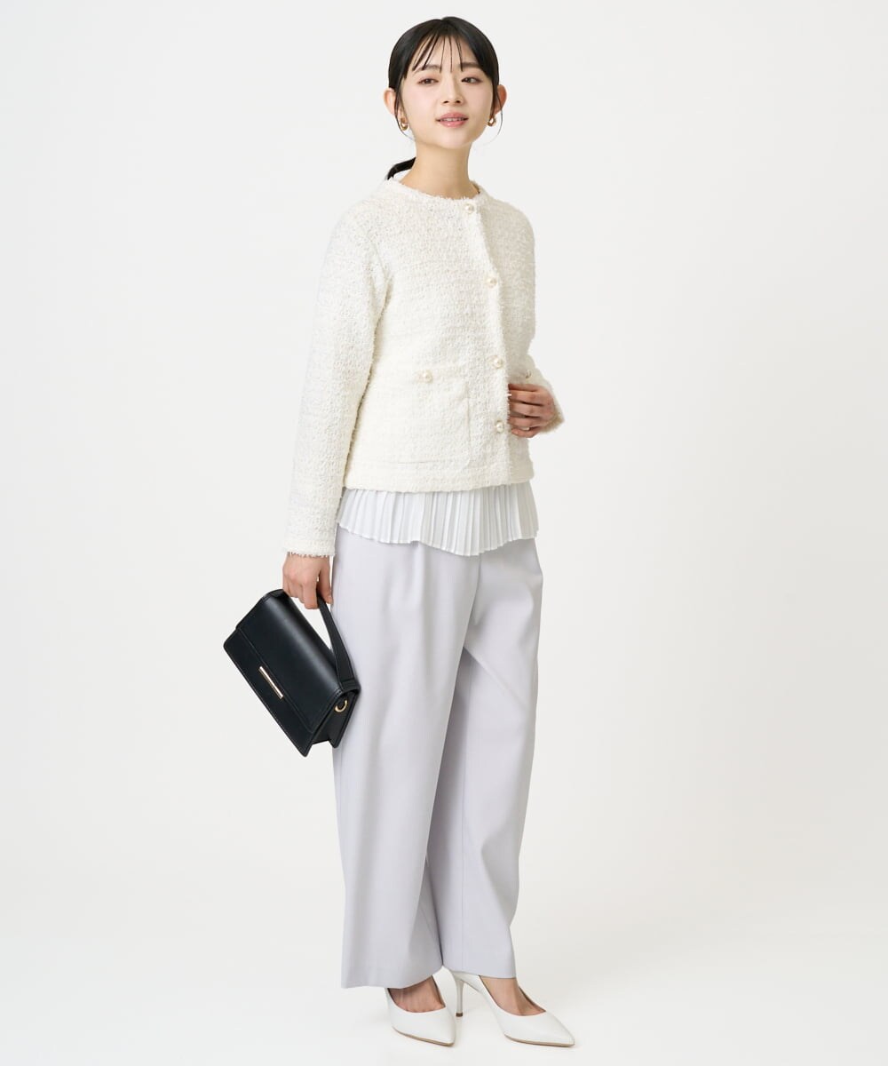 F1SDD10190 MK MICHEL KLEIN(小さいサイズ)(メゾン ドゥ サンク) 【小さいサイズ】ニットツィードジャケット/洗える ネイビー