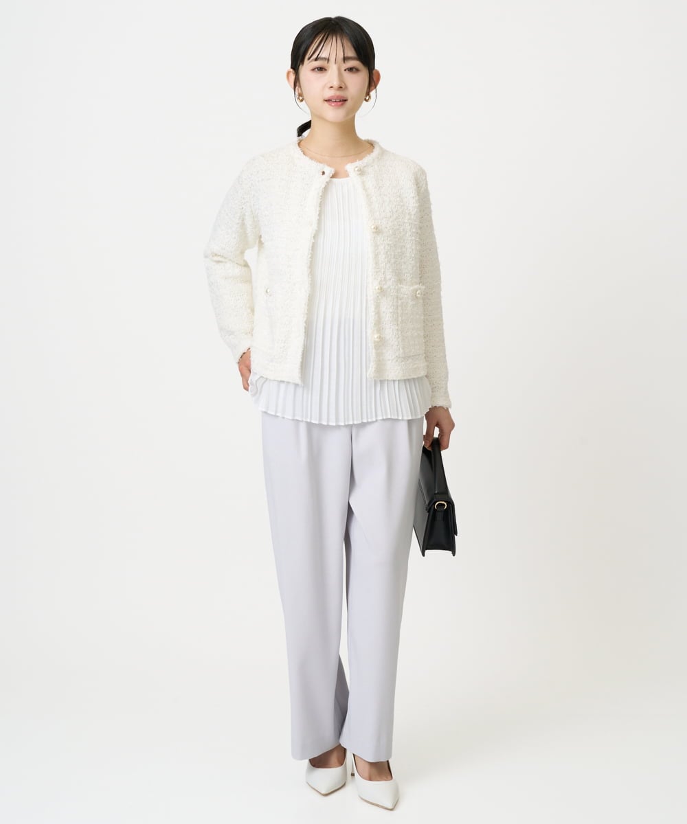 F1SDD10190 MK MICHEL KLEIN(小さいサイズ)(メゾン ドゥ サンク) 【小さいサイズ】ニットツィードジャケット/洗える ネイビー