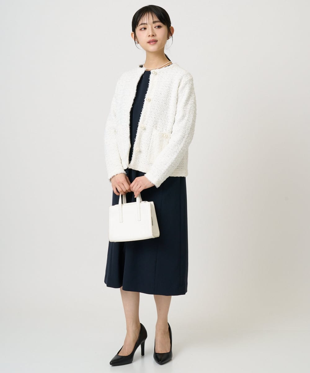 F1SDD10190 MK MICHEL KLEIN(小さいサイズ)(メゾン ドゥ サンク) 【小さいサイズ】ニットツィードジャケット/洗える ネイビー