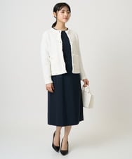 F1SDD10190 MK MICHEL KLEIN(小さいサイズ)(メゾン ドゥ サンク) 【小さいサイズ】ニットツィードジャケット/洗える ネイビー