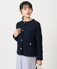 F1SDD10190 MK MICHEL KLEIN(小さいサイズ)(メゾン ドゥ サンク) 【小さいサイズ】ニットツィードジャケット/洗える ネイビー