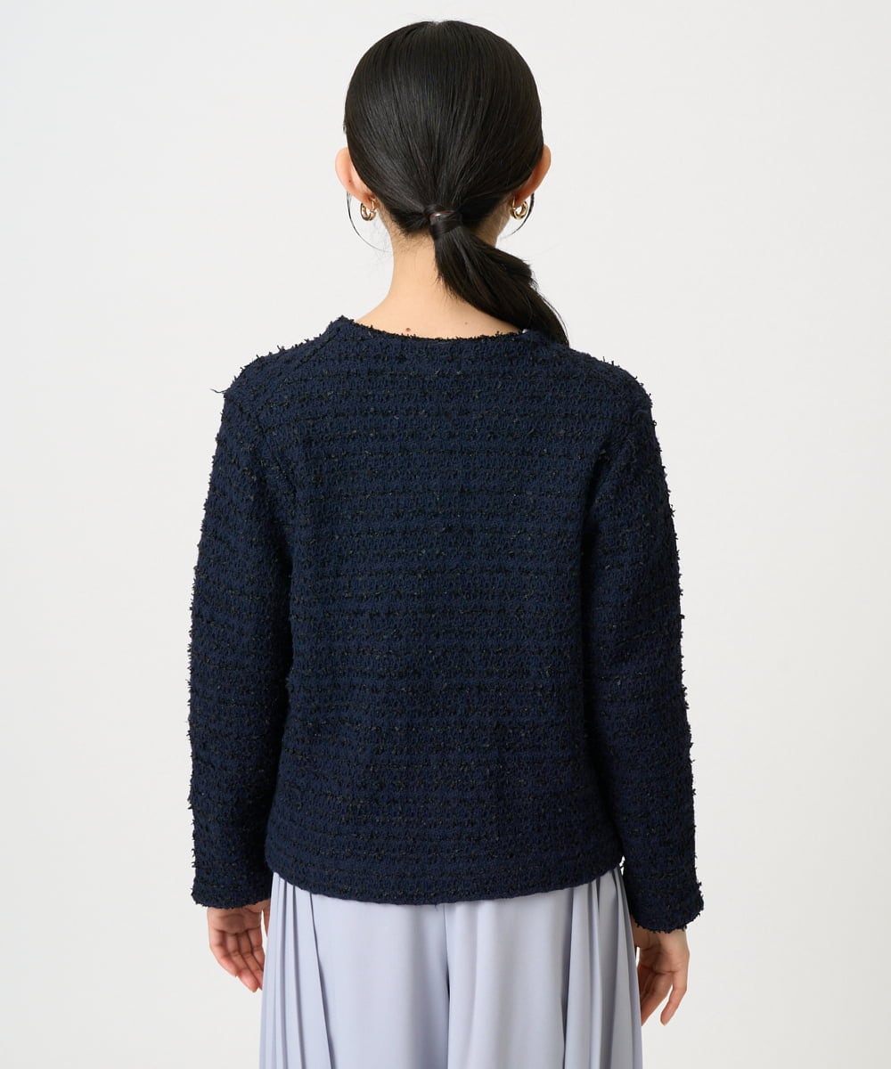 F1SDD10190 MK MICHEL KLEIN(小さいサイズ)(メゾン ドゥ サンク) 【小さいサイズ】ニットツィードジャケット/洗える ネイビー