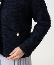 F1SDD10190 MK MICHEL KLEIN(小さいサイズ)(メゾン ドゥ サンク) 【小さいサイズ】ニットツィードジャケット/洗える ネイビー