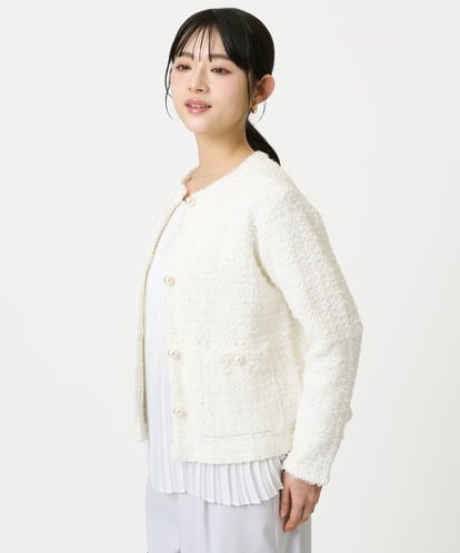 F1SDD10190 MK MICHEL KLEIN(小さいサイズ) 【小さいサイズ】ニットツィードジャケット/洗える