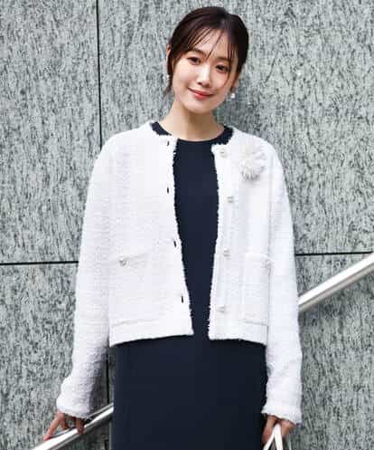 F1SDD10190 MK MICHEL KLEIN(小さいサイズ) 【小さいサイズ】ニットツィードジャケット/洗える