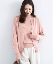 F1SDD61140 MK MICHEL KLEIN(小さいサイズ)(メゾン ドゥ サンク) キラキラ ラメニットカーディガン/洗える サーモンオレンジ