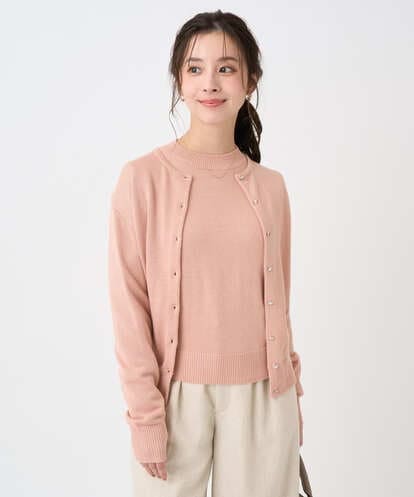 F1SDD61140 MK MICHEL KLEIN(小さいサイズ) 【小さいサイズ】キラキラ ラメニットカーディガン/洗える