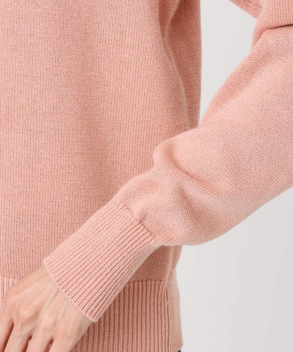 F1SDD61140 MK MICHEL KLEIN(小さいサイズ)(メゾン ドゥ サンク) キラキラ ラメニットカーディガン/洗える サーモンオレンジ