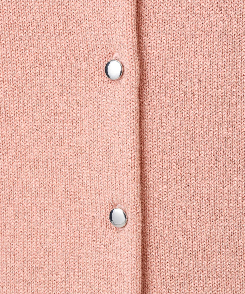 F1SDD61140 MK MICHEL KLEIN(小さいサイズ)(メゾン ドゥ サンク) キラキラ ラメニットカーディガン/洗える サーモンオレンジ