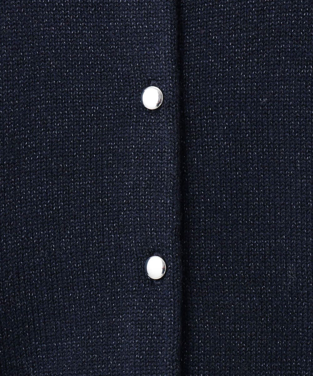 F1SDD61140 MK MICHEL KLEIN(小さいサイズ)(メゾン ドゥ サンク) キラキラ ラメニットカーディガン/洗える サーモンオレンジ