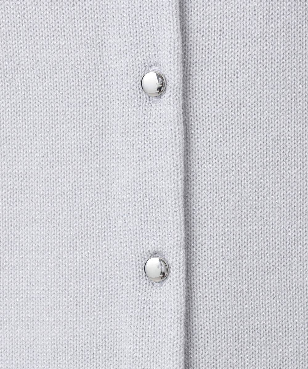 F1SDD61140 MK MICHEL KLEIN(小さいサイズ)(メゾン ドゥ サンク) キラキラ ラメニットカーディガン/洗える サーモンオレンジ