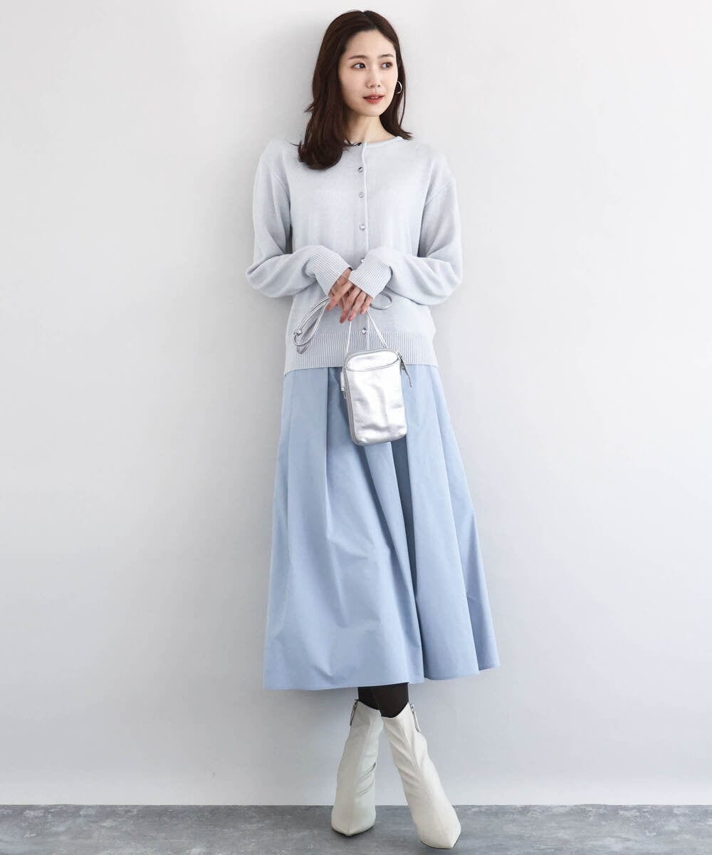 F1SDD61140 MK MICHEL KLEIN(小さいサイズ)(メゾン ドゥ サンク) キラキラ ラメニットカーディガン/洗える サーモンオレンジ