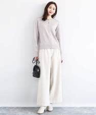 F1SDD61140 MK MICHEL KLEIN(小さいサイズ)(メゾン ドゥ サンク) キラキラ ラメニットカーディガン/洗える サーモンオレンジ