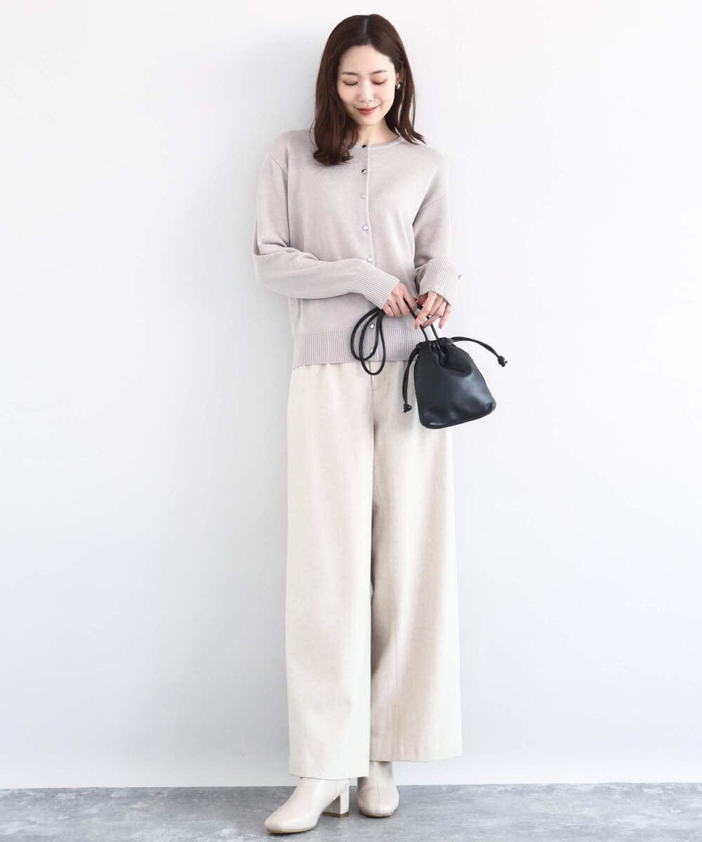 F1SDD61140 MK MICHEL KLEIN(小さいサイズ)(メゾン ドゥ サンク) キラキラ ラメニットカーディガン/洗える サーモンオレンジ