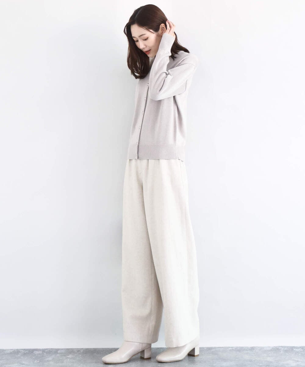 F1SDD61140 MK MICHEL KLEIN(小さいサイズ)(メゾン ドゥ サンク) キラキラ ラメニットカーディガン/洗える サーモンオレンジ