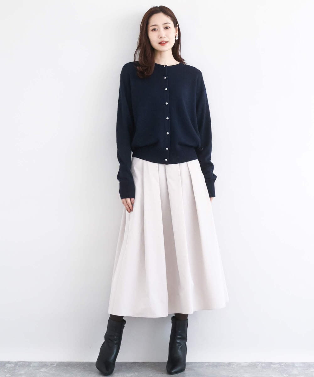 F1SDD61140 MK MICHEL KLEIN(小さいサイズ)(メゾン ドゥ サンク) キラキラ ラメニットカーディガン/洗える サーモンオレンジ