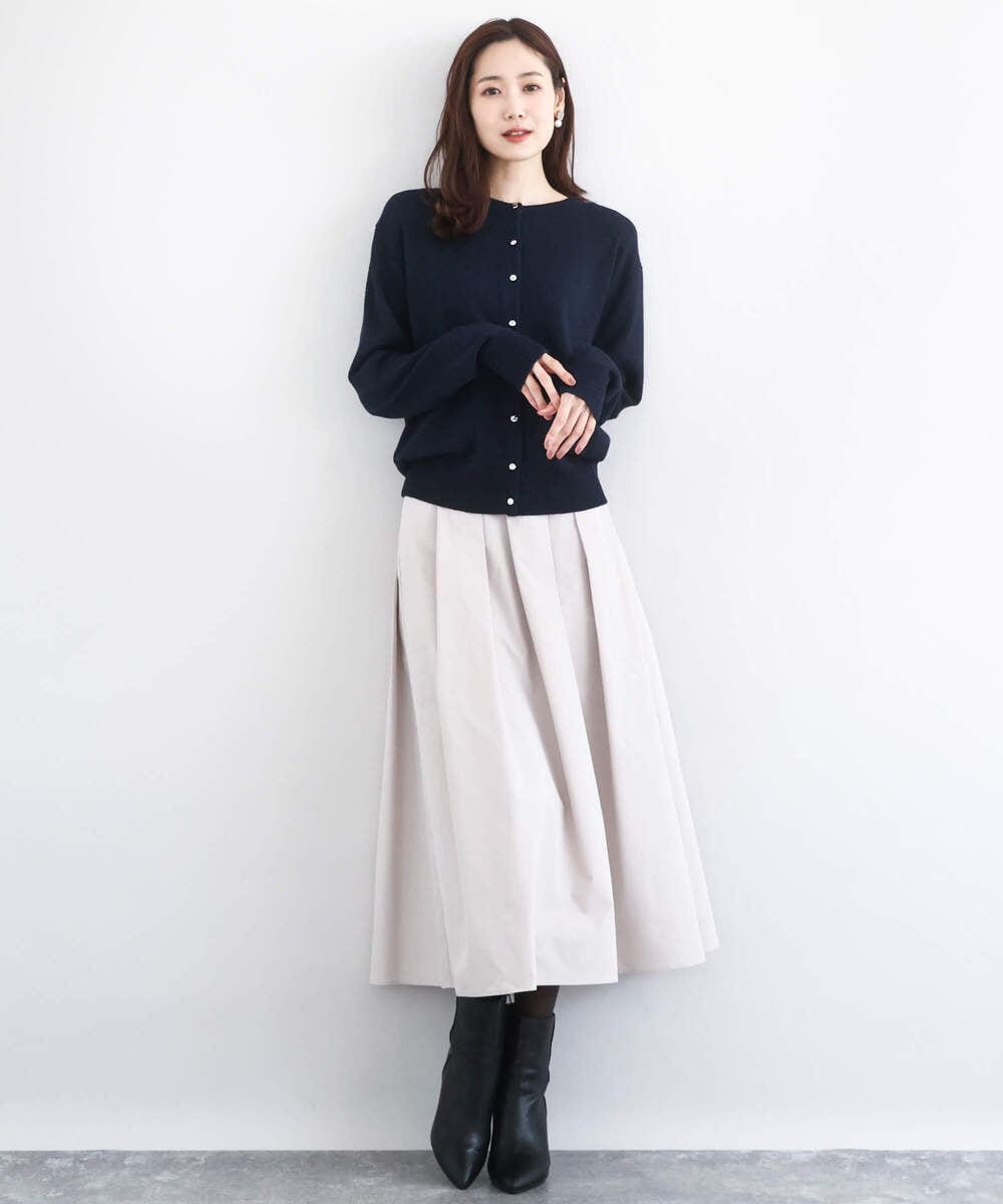 F1SDD61140 MK MICHEL KLEIN(小さいサイズ)(メゾン ドゥ サンク) キラキラ ラメニットカーディガン/洗える サーモンオレンジ