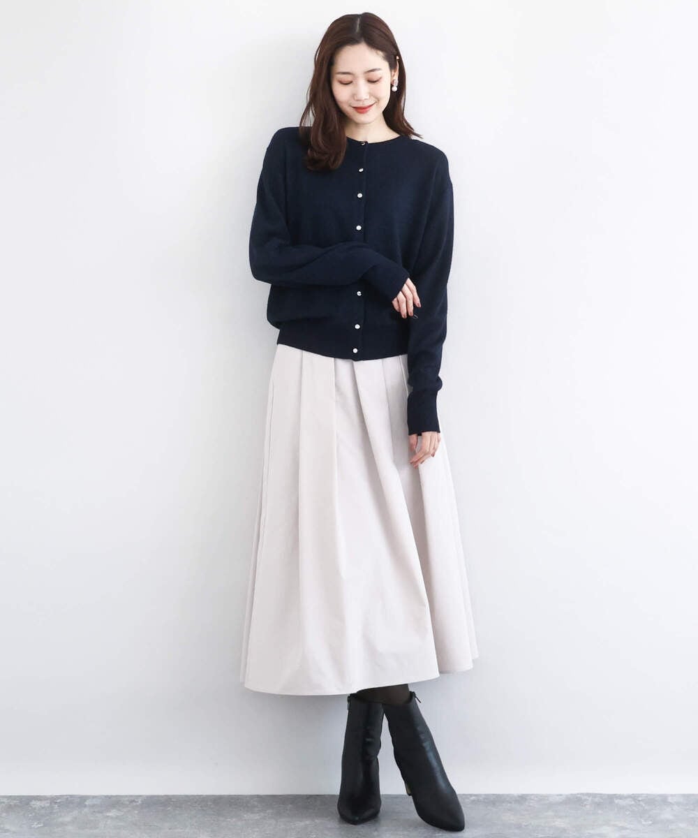 F1SDD61140 MK MICHEL KLEIN(小さいサイズ)(メゾン ドゥ サンク) キラキラ ラメニットカーディガン/洗える サーモンオレンジ