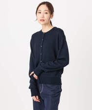 F1SDD61140 MK MICHEL KLEIN(小さいサイズ)(メゾン ドゥ サンク) キラキラ ラメニットカーディガン/洗える サーモンオレンジ