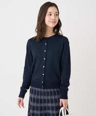 F1SDD61140 MK MICHEL KLEIN(小さいサイズ)(メゾン ドゥ サンク) 【小さいサイズ】キラキラ ラメニットカーディガン/洗える ネイビー