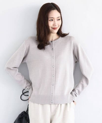 F1SDD61140 MK MICHEL KLEIN(小さいサイズ) キラキラ ラメニットカーディガン/洗える