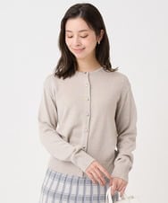 F1SDD61140 MK MICHEL KLEIN(小さいサイズ)(メゾン ドゥ サンク) 【小さいサイズ】キラキラ ラメニットカーディガン/洗える モカベージュ