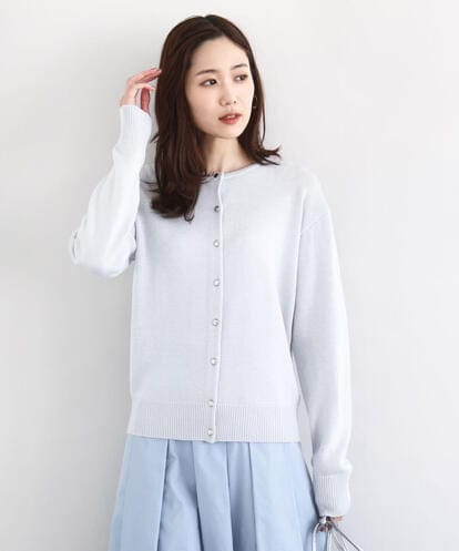 F1SDD61140 MK MICHEL KLEIN(小さいサイズ) キラキラ ラメニットカーディガン/洗える