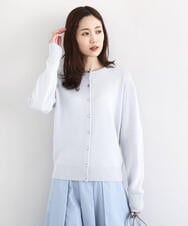 F1SDD61140 MK MICHEL KLEIN(小さいサイズ)(メゾン ドゥ サンク) キラキラ ラメニットカーディガン/洗える ライトグレー