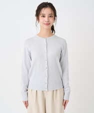 F1SDD61140 MK MICHEL KLEIN(小さいサイズ)(メゾン ドゥ サンク) 【小さいサイズ】キラキラ ラメニットカーディガン/洗える ライトグレー