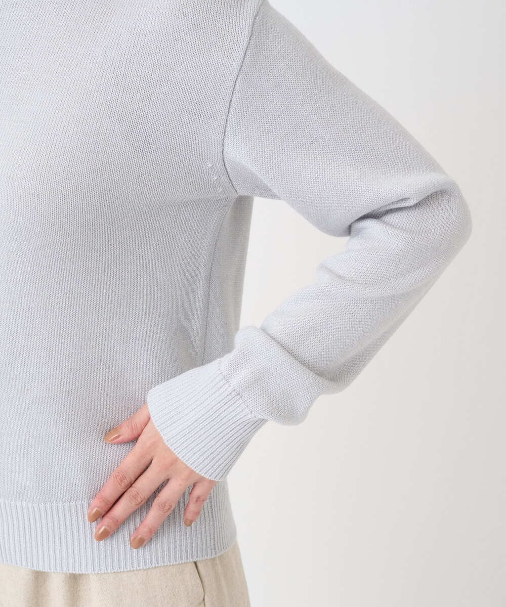 F1SDD61140 MK MICHEL KLEIN(小さいサイズ)(メゾン ドゥ サンク) 【小さいサイズ】キラキラ ラメニットカーディガン/洗える ライトグレー