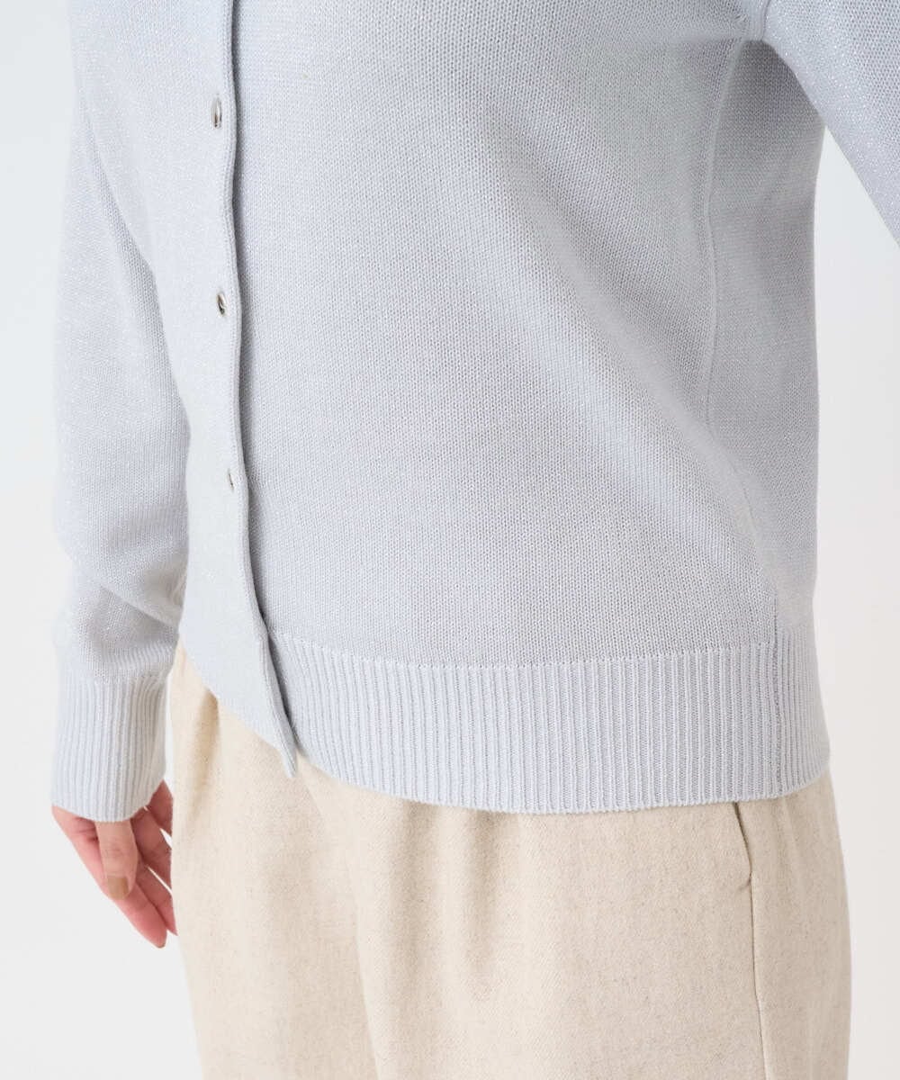 F1SDD61140 MK MICHEL KLEIN(小さいサイズ)(メゾン ドゥ サンク) 【小さいサイズ】キラキラ ラメニットカーディガン/洗える ライトグレー