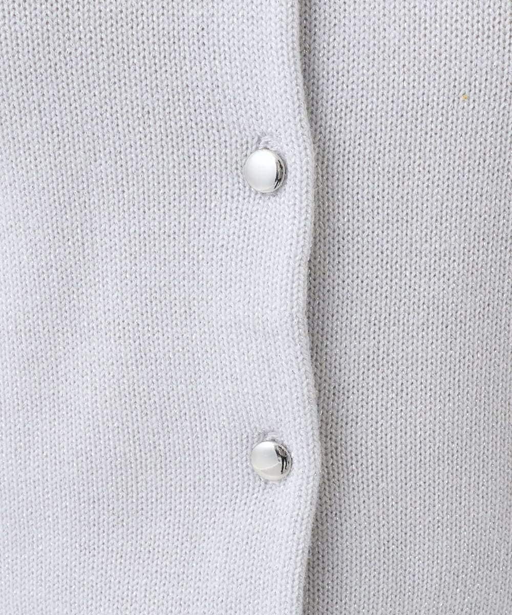 F1SDD61140 MK MICHEL KLEIN(小さいサイズ)(メゾン ドゥ サンク) 【小さいサイズ】キラキラ ラメニットカーディガン/洗える ライトグレー