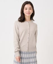 F1SDD61140 MK MICHEL KLEIN(小さいサイズ)(メゾン ドゥ サンク) 【小さいサイズ】キラキラ ラメニットカーディガン/洗える ライトグレー