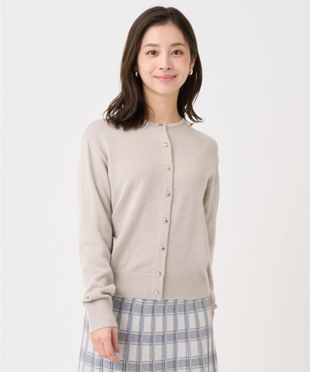 F1SDD61140 MK MICHEL KLEIN(小さいサイズ)(メゾン ドゥ サンク) 【小さいサイズ】キラキラ ラメニットカーディガン/洗える ライトグレー