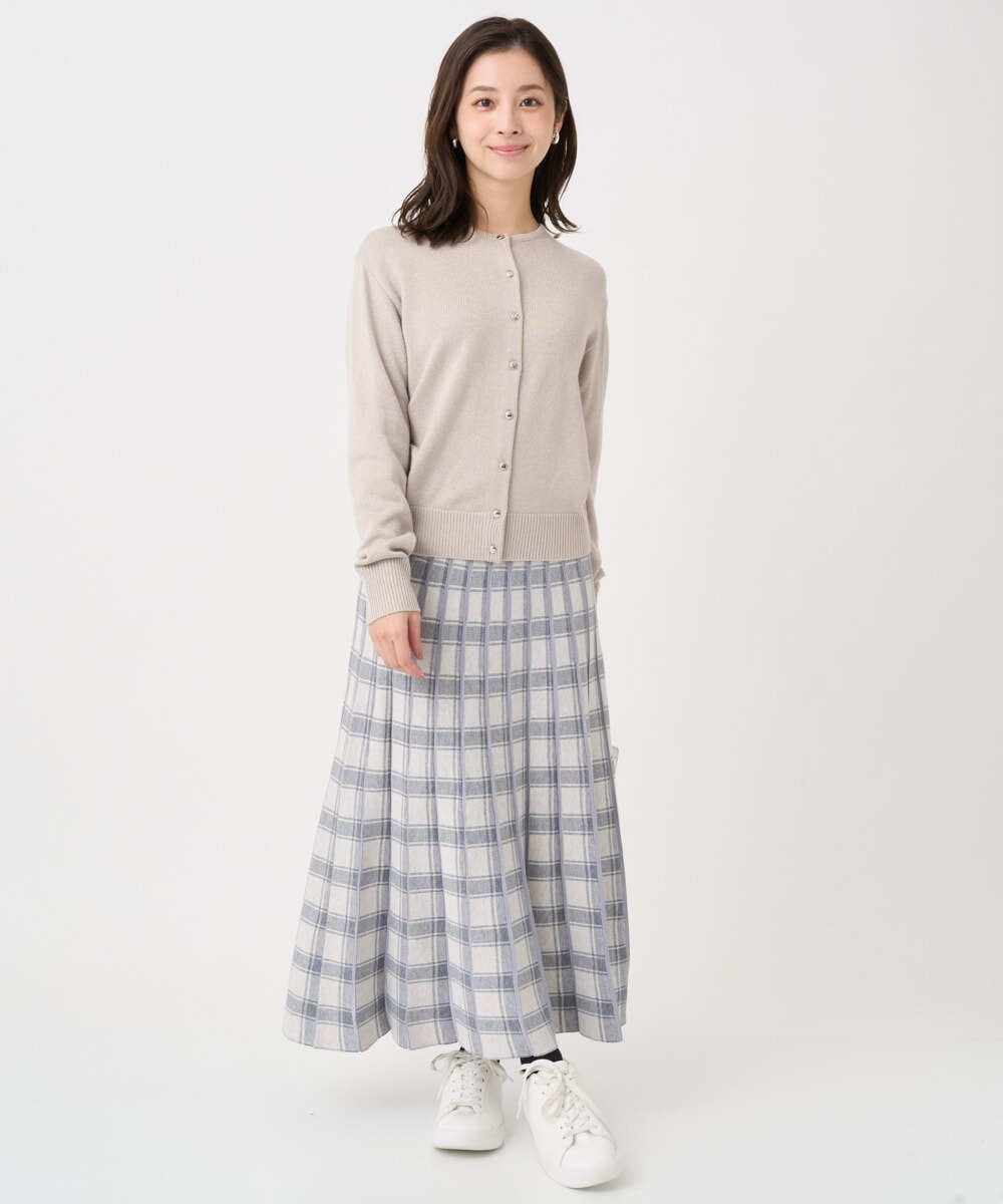 F1SDD61140 MK MICHEL KLEIN(小さいサイズ)(メゾン ドゥ サンク) 【小さいサイズ】キラキラ ラメニットカーディガン/洗える ライトグレー