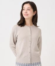 F1SDD61140 MK MICHEL KLEIN(小さいサイズ)(メゾン ドゥ サンク) 【小さいサイズ】キラキラ ラメニットカーディガン/洗える ライトグレー