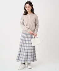 F1SDD61140 MK MICHEL KLEIN(小さいサイズ)(メゾン ドゥ サンク) 【小さいサイズ】キラキラ ラメニットカーディガン/洗える ライトグレー