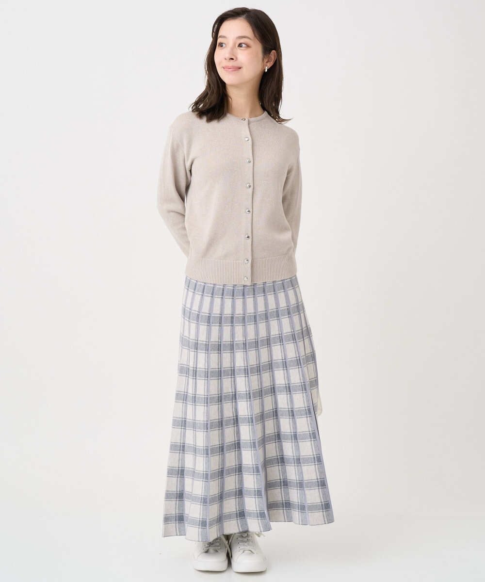 F1SDD61140 MK MICHEL KLEIN(小さいサイズ)(メゾン ドゥ サンク) 【小さいサイズ】キラキラ ラメニットカーディガン/洗える ライトグレー