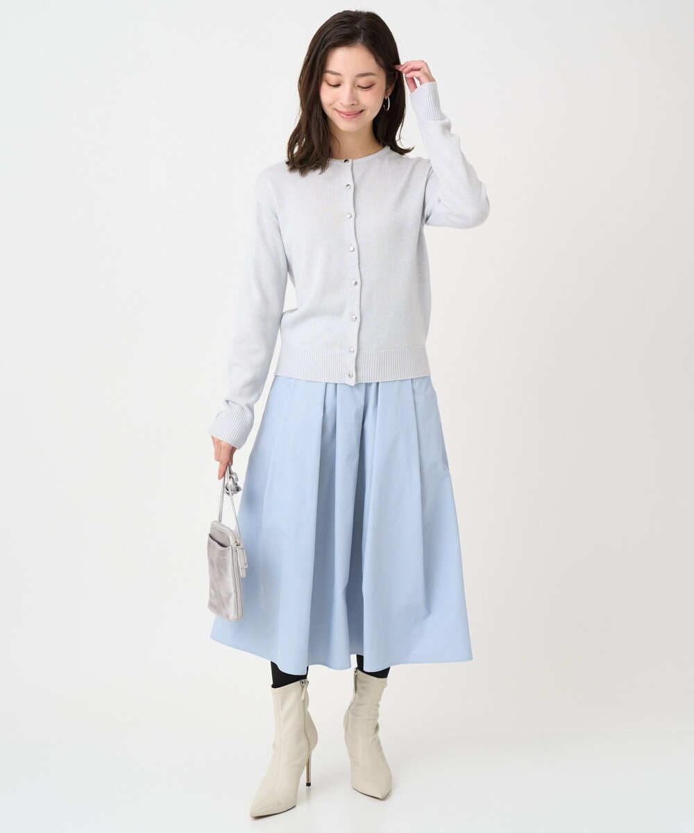 F1SDD61140 MK MICHEL KLEIN(小さいサイズ)(メゾン ドゥ サンク) 【小さいサイズ】キラキラ ラメニットカーディガン/洗える ライトグレー