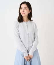 F1SDD61140 MK MICHEL KLEIN(小さいサイズ)(メゾン ドゥ サンク) 【小さいサイズ】キラキラ ラメニットカーディガン/洗える ライトグレー