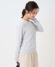 F1SDD61140 MK MICHEL KLEIN(小さいサイズ)(メゾン ドゥ サンク) 【小さいサイズ】キラキラ ラメニットカーディガン/洗える ライトグレー