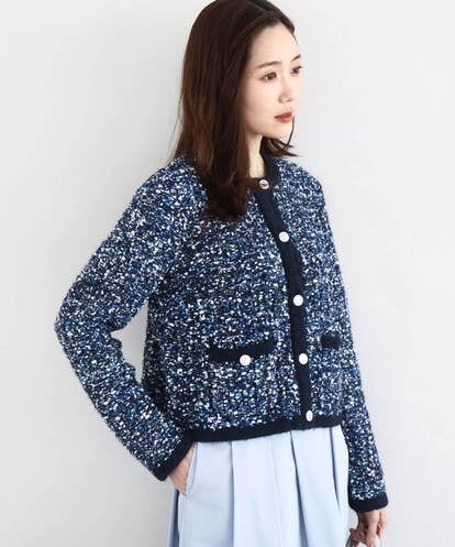 F1SDD62200 MK MICHEL KLEIN(小さいサイズ) ツイードニットジャケット/洗える