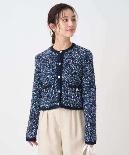 F1SDD62200 MK MICHEL KLEIN(小さいサイズ) 【小さいサイズ】ツイードニットジャケット/洗える